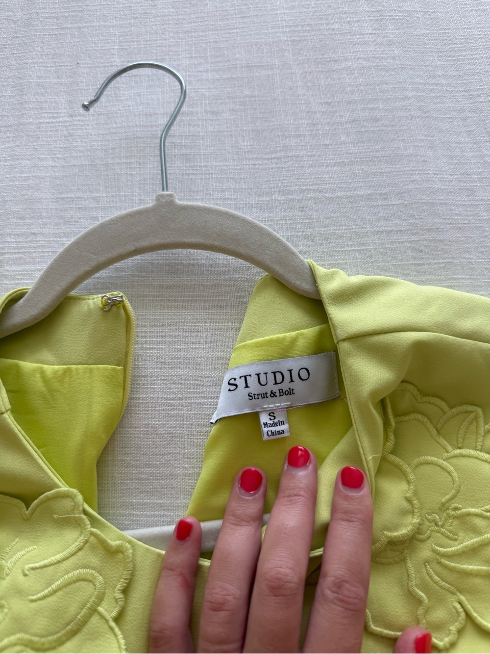 These Three Layla Embroidered Mini Dress Chartreuse - Picture 3 of 4